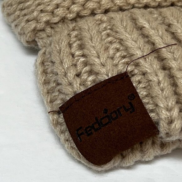 Chunky Knit Beanie Tan Beige Warm Fall Winter Bohemian Boho Grunge Alt - Picture 5 of 6